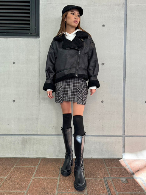 フェイクレザーボアジャケット